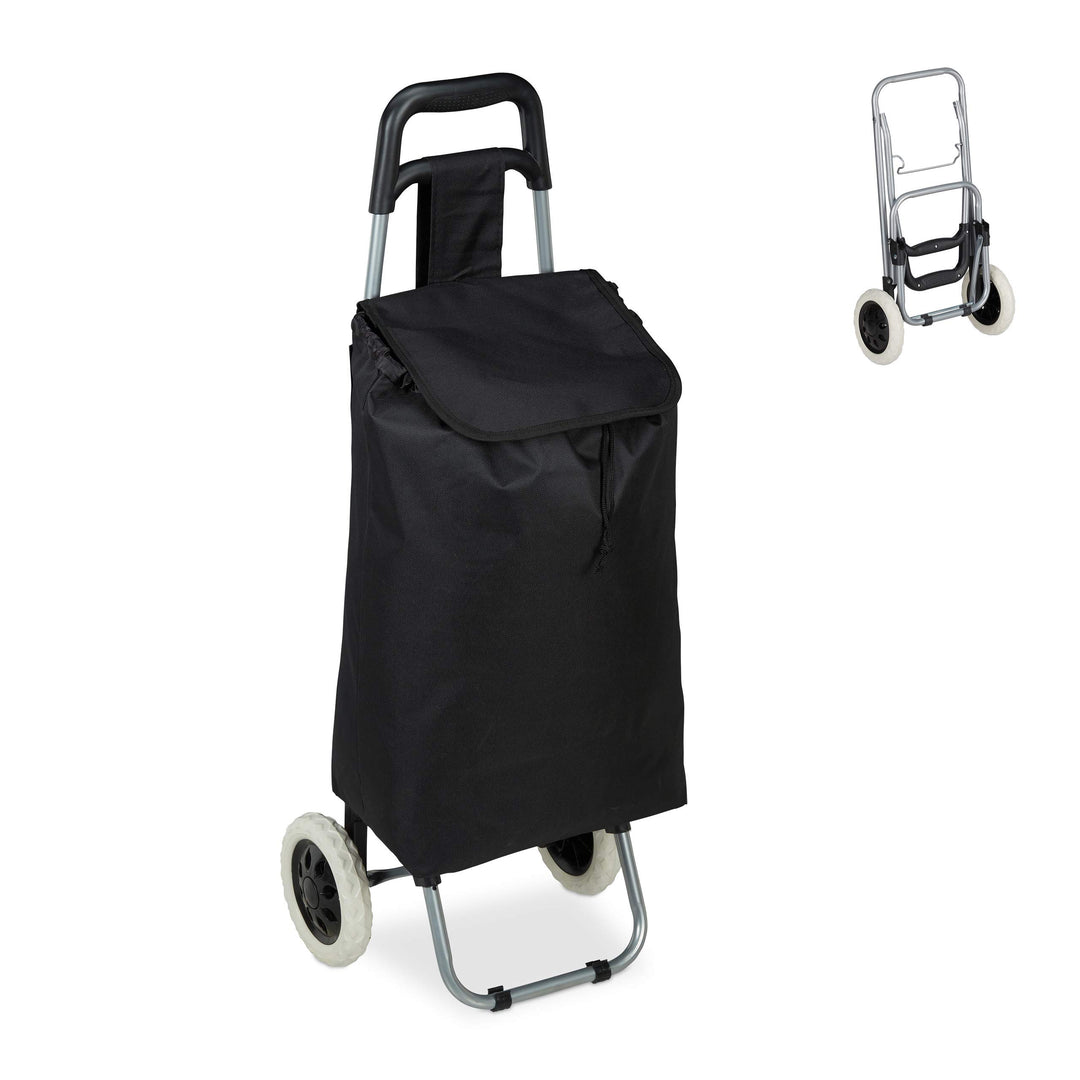 Relaxdays Einkaufstrolley, klappbar, 25 L Einkaufstasche mit Rollen, bis 10 kg belastbar, HBT: 91 x