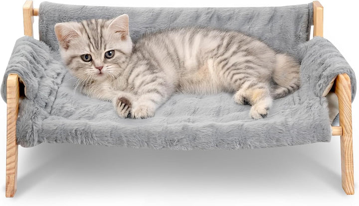 Grosse Katzenbett, Flauschig Katzenkissen Plüsch Weich Katzensofa Erhöhtes Hundehöhle mit Abnehmbare