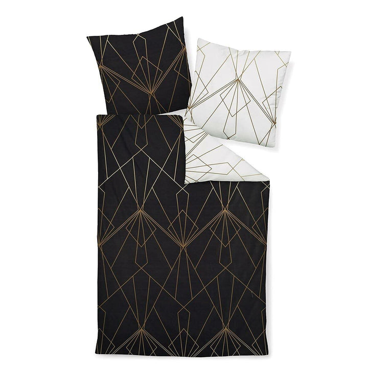 Janine Mako-Satin-Bettwäsche J.D. 200x220 cm + 2X 80x80 cm bronzebraun-schwarz, 200x220 cm