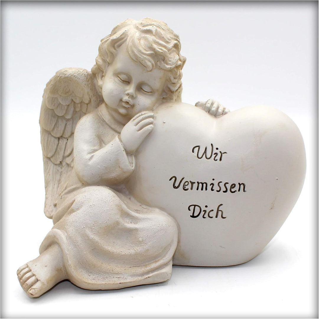 Kieskönig Engel mit Herz Wir Vermissen Dich Grab Grabschmuck Trauerschmuck