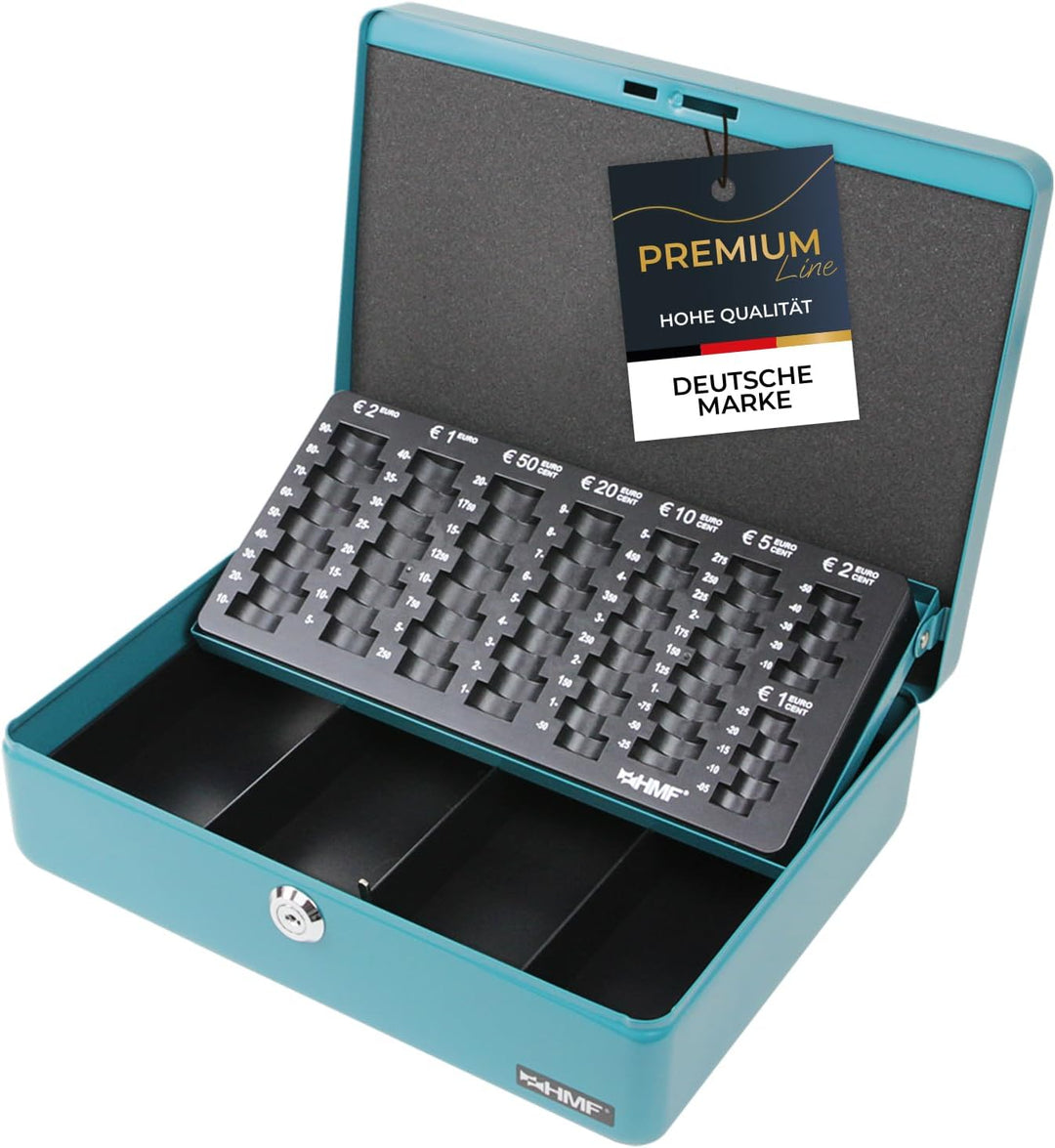 HMF 10015-24 Geldkassette Geldzählkassette 30 x 24 x 9 cm, Petrol, Petrol