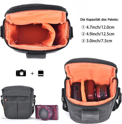 FOSOTO Kameratasche Canvas Digitalkamera TascheKompakte Fototasche Camera Case für Sony A6000 A6100