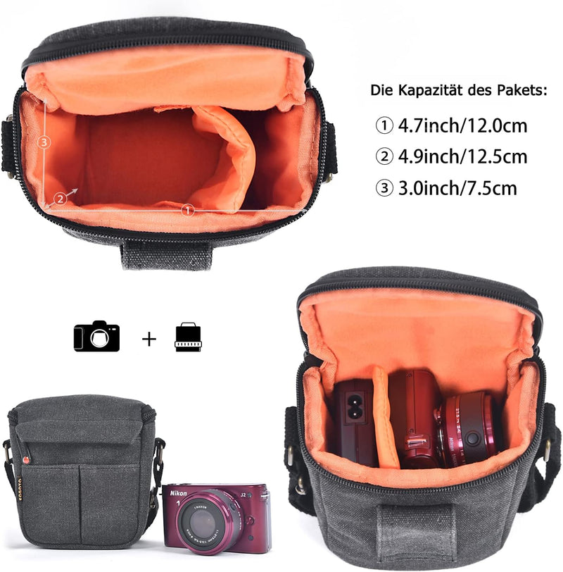 FOSOTO Kameratasche Canvas Digitalkamera TascheKompakte Fototasche Camera Case für Sony A6000 A6100