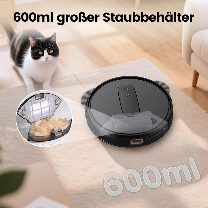 FIXR P25 Saugroboter, Staubsauger Roboter mit 4000 Pa Saugkraft, Roboterstaubsauger mit Ladestation,