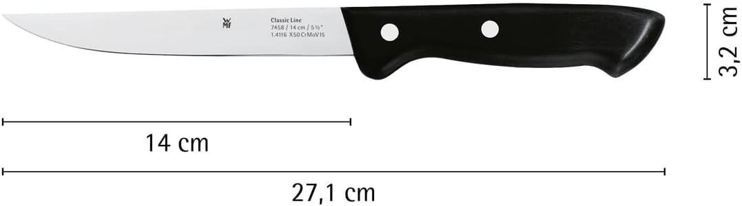 WMF Classic Line Zubereitungsmesser 27 cm, Küchenmesser, Spezialklingenstahl, Kunststoffgriff, Kling