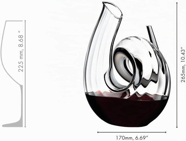 Riedel - Decanter - Dekanter - Weindekanter - Curly Fatto A Mano Black/White/Black Optic - Kristallg