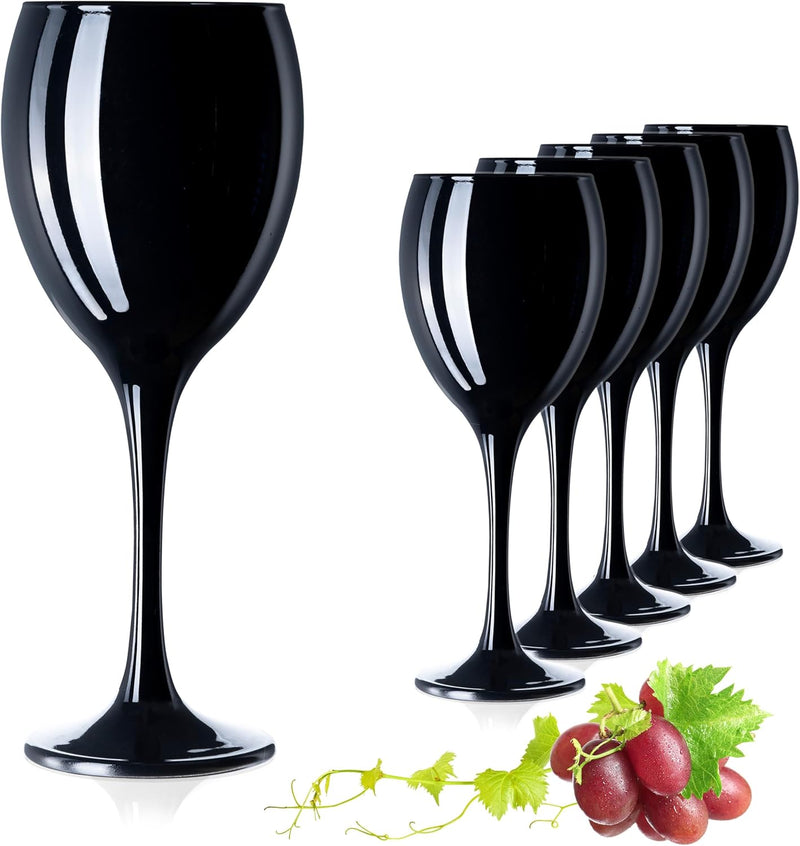 PLATINUX Schwarze Weingläser aus Glas Wasserglas Set 6 Teilig max. 320ml Getränkeglas Weissweingläse