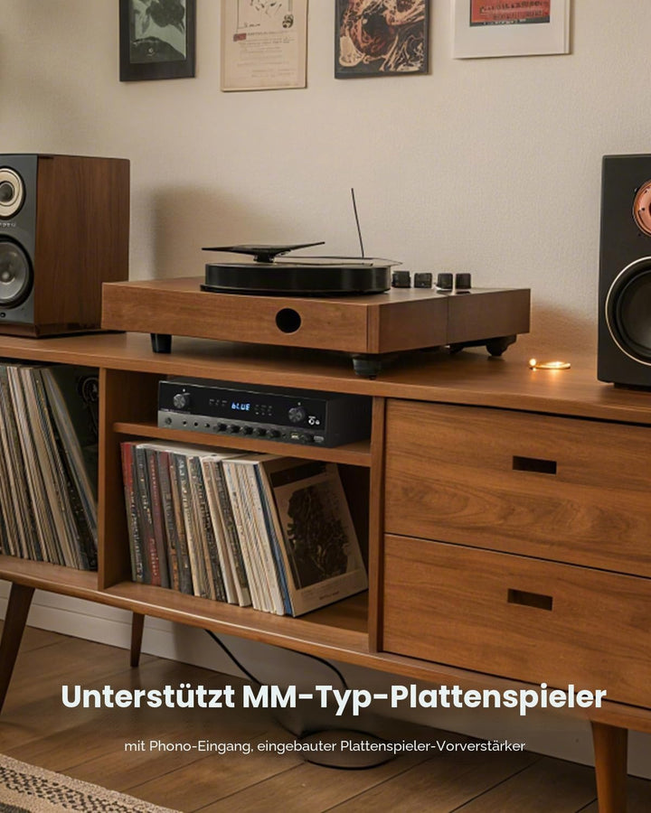 Donner Stereo Verstärker, 600 W Peak, 2-Kanal-Receiver mit Bluetooth 5.3, Phono, Optisch, Koaxial, U