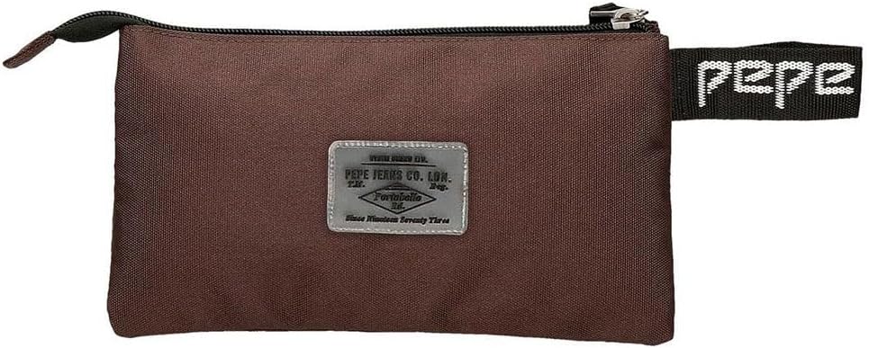 Pepe Jeans Osset Dreifaches Federmäppchen Braun 22x12x5 cms Polyester Braun Dreifacher Fall, Braun D