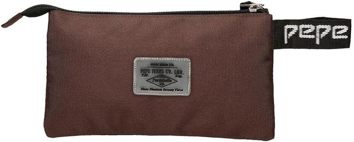 Pepe Jeans Osset Dreifaches Federmäppchen Braun 22x12x5 cms Polyester Braun Dreifacher Fall, Braun D