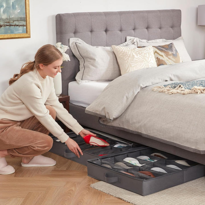 Lifewit 4 Stück Unterbettkommode für Schuhe, Faltbare Unterbett Aufbewahrungsbox Schuhorganizer Schu