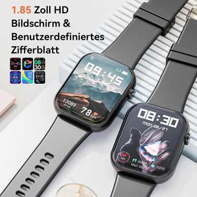 2023 Smartwatch für Herren und Damen, 1,85 Zoll Bildschirm Smartwatch mit Bluetooth-Anruf und Freisp