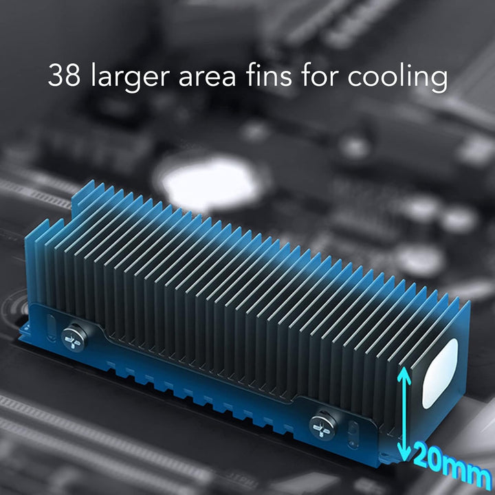 M.2 SSD Kühler, 38 Kühlrippen M.2 2280 SSD Kühlkörper mit Wärmeleitpad für PS5 PC M.2 PCIE NVMe SSD