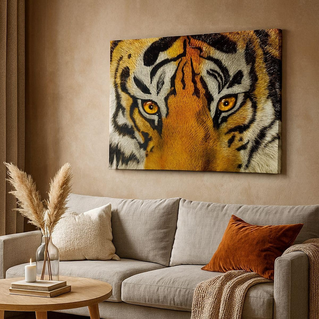 Bilder auf Leinwand Tiger Tiere Natur Safari Leinwandbild 70x50cm Wandbilder Dekoration Wohnzimmer S