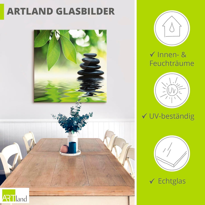 ARTland Glasbilder Wandbild Glas Bild einteilig 40x40 cm Quadratisch Asien Wellness Entspannung Spa