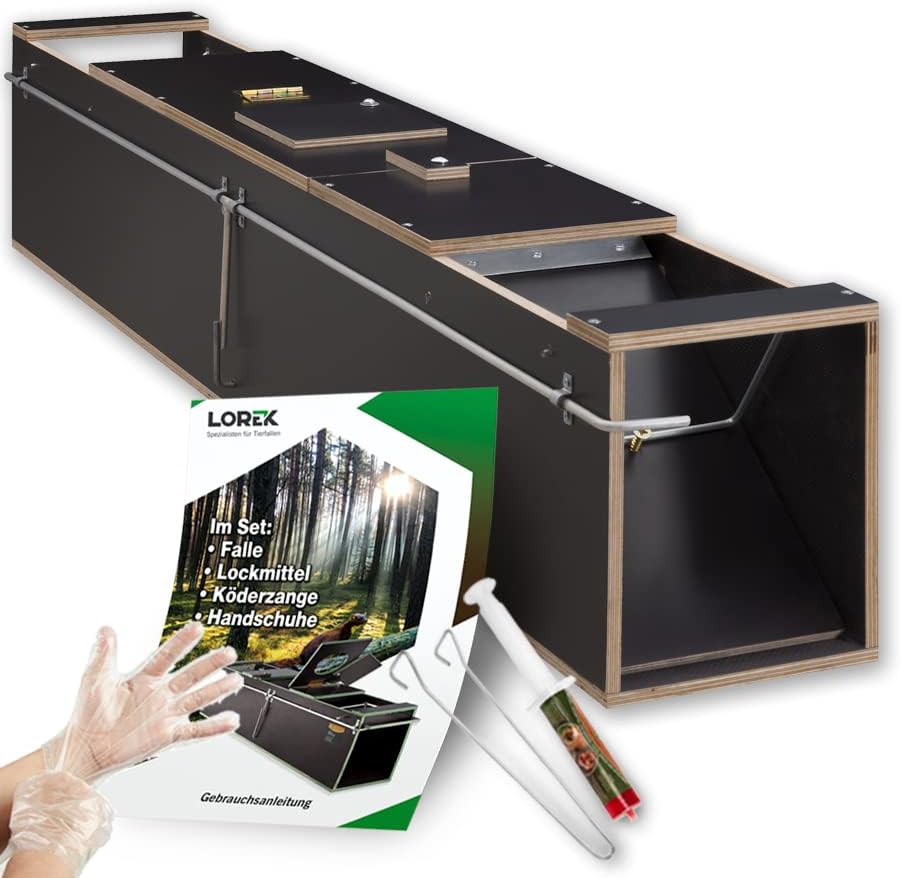 123jagd Marderfalle Lebendfalle [100 x 18 x 21 cm] Holz mit Lockmittel
