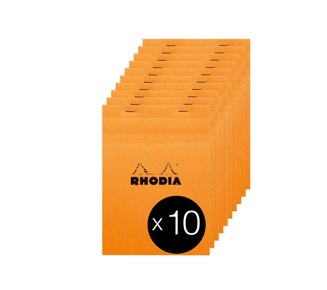 Rhodia 16200C - Packung mit 10 Notizblöcken No.16, DIN A5 80 Blätter kariert 80g, Orange, 1 Pack Ora