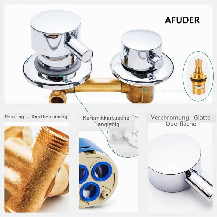 AFUDER Wandmontage Dusche Zimmer 2/3/4/5 Wege Wasserauslass Messing Dusche Wasserhahn Schraube oder