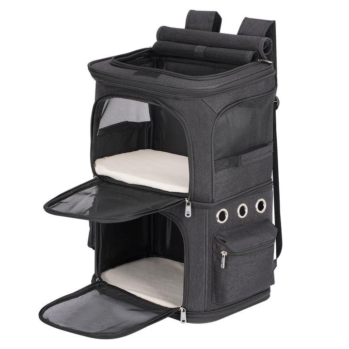 Katzenrucksack Grosse Katzen bis 12kg, Katzentransportbox für 2 Katzen, kleine Hunde und Kaninchen,