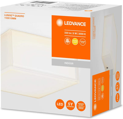 LEDVANCE LED Wand- und Deckenleuchte, Leuchte für Innenanwendungen, Warmweiss, 110,0 mm x 110,0 mm x