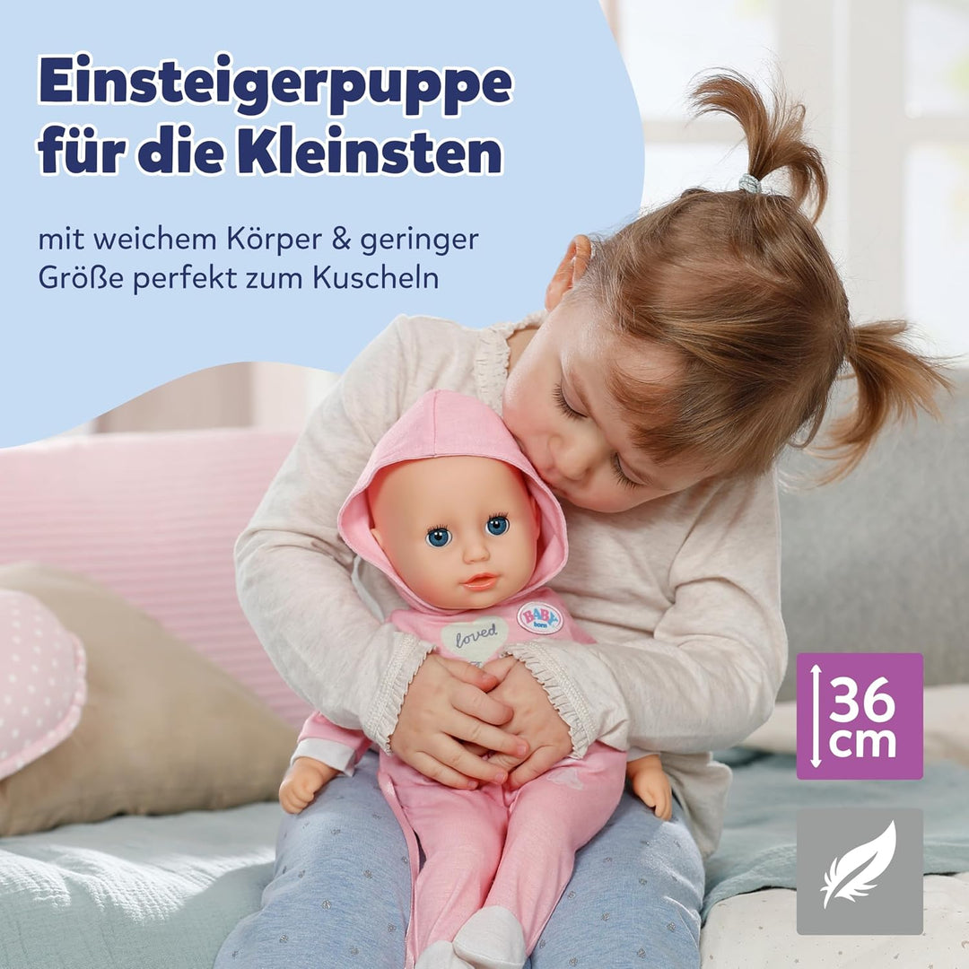 BABY Born Hannah Spiel mit Mir - Babypuppe mit 5 Funktionen - Weicher Stoffkörper inkl. Accessoires