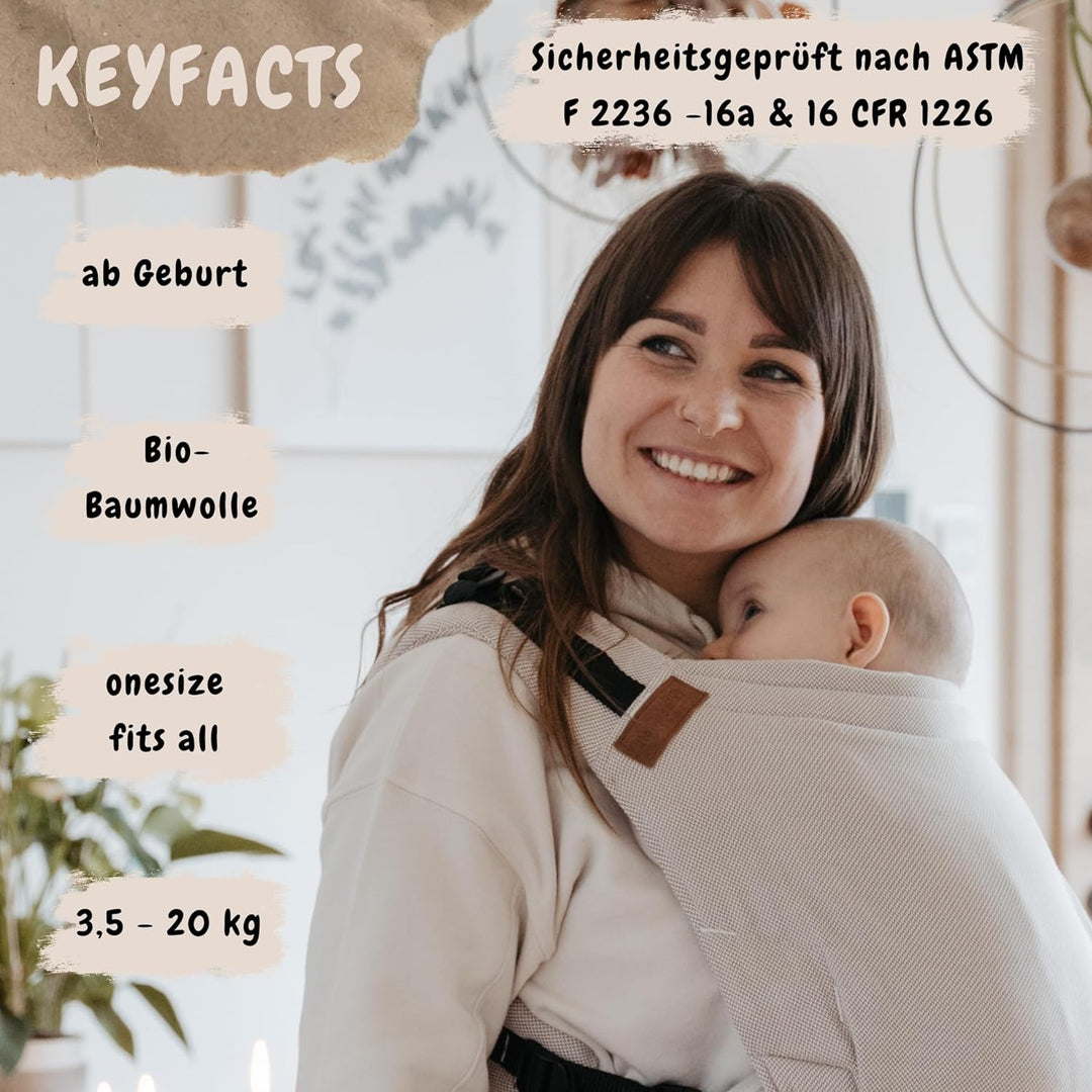 Hoppediz Buckle - 4-in-1 Babytrage für Neugeborene ab Geburt - Fullbuckle Tragehilfe mit 2 Schnallen