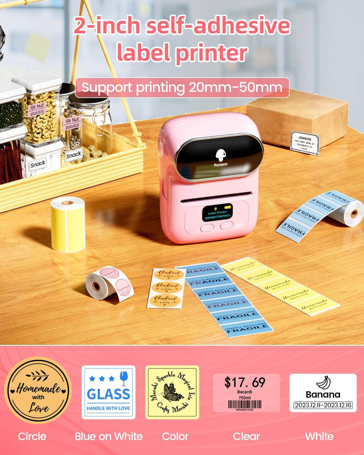 Phomemo M110 Bluetooth Etikettendrucker, Tragbarer Etikettiergerät Labeldrucker mit 3 Etikettenrolle