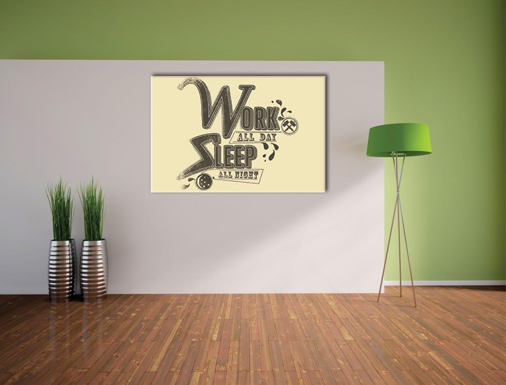 Work and sleep Black Format: 100x70auf Leinwand, XXL riesige Bilder fertig gerahmt mit Keilrahmen, K