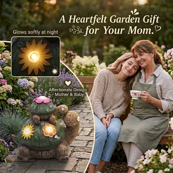 TERESA'S COLLECTIONS Gartendeko für Draussen Schildkröten Mutter und Baby Gartenfiguren Wasserfest S
