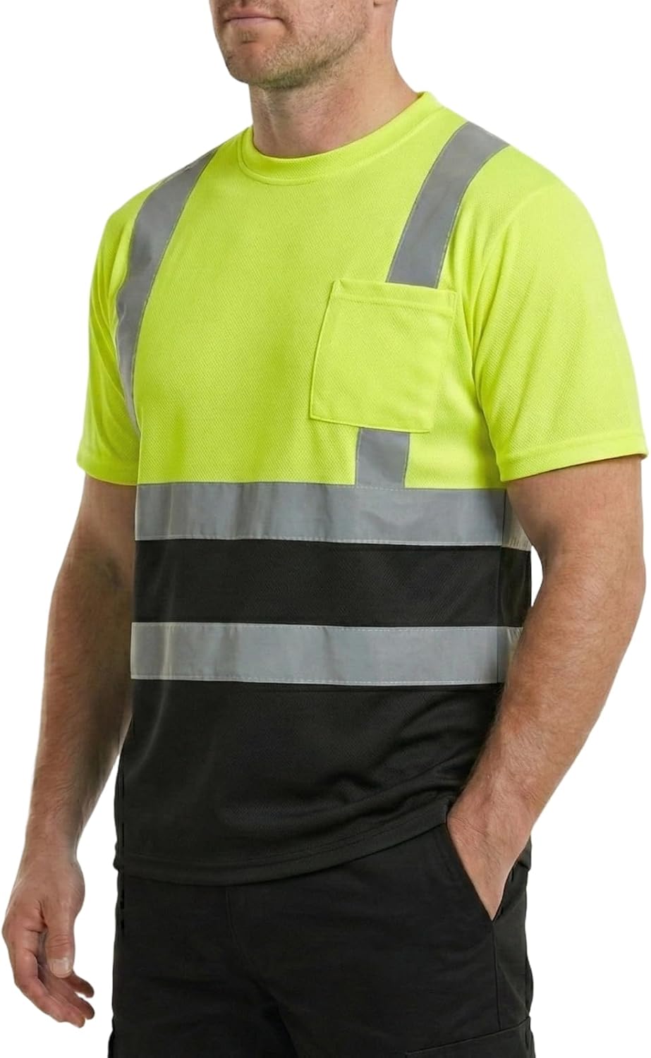 HYCOPROT Warnschutz T-Shirt Warnweste Reflektierend Warnweste Atmungsaktiv Leicht Kurzarmshirt Kurza