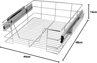 CASARIA® Teleskopschublade 50cm Verchromt 25kg Belastbar Korbauszug Vollauszug mit Zubehör Haushalt