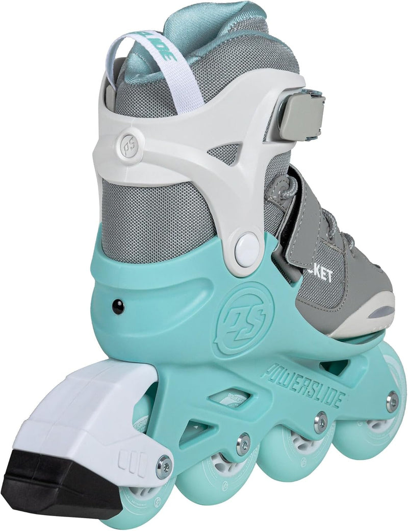 Powerslide Inline Skates Rocket Grey, grössenverstellbar, Grau/Grün für Kinder, ABEC 7 Pro Kugellage