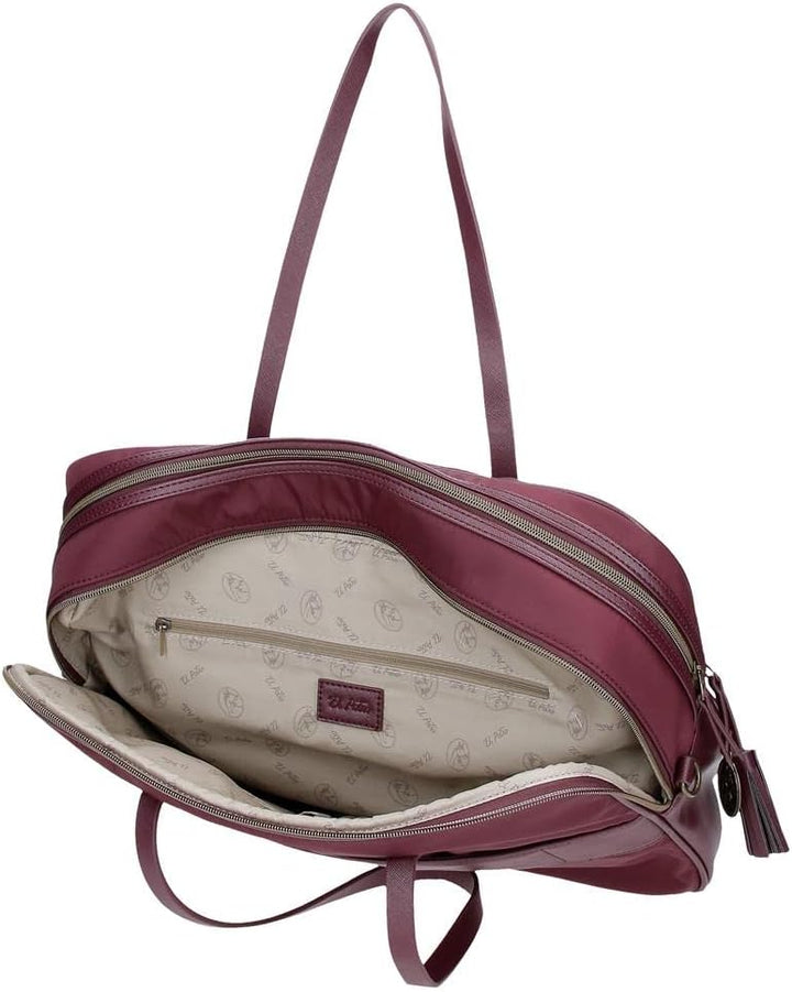 El Potra Wolle, lässig, schwarz, 22 x 25 x 10 cm, Polyester und PU, Schwarz, Lässiger Rucksack doppe