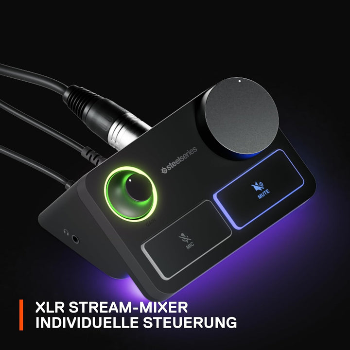 SteelSeries Alias Pro Kit – XLR-Mikrofon + Stream-Mixer – 3 Mal grössere Kapsel fürs Gaming, Streami