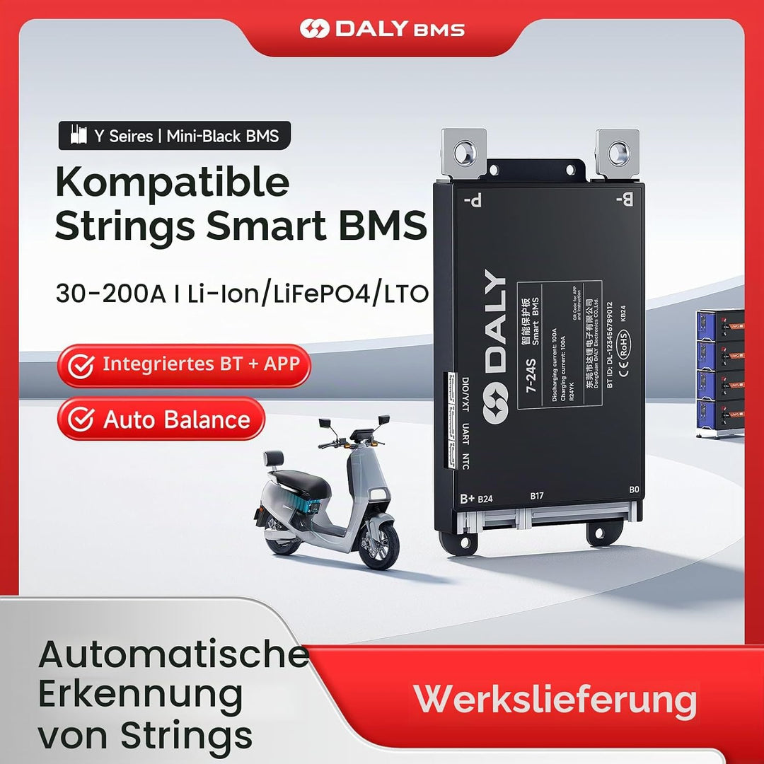 DALY BMS 30A 4S-8S 12V-24V - Smart integrierte Bluetooth Überwachung Lithium Batterieschutz LiFePO4