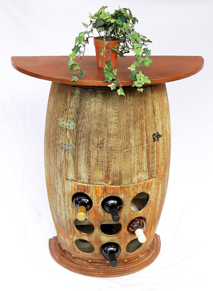 DanDiBo Wandtisch Weinfass Weinregal halbrund 1500 Bar Flaschenständer 85cm Weinfass Holzfass Schran