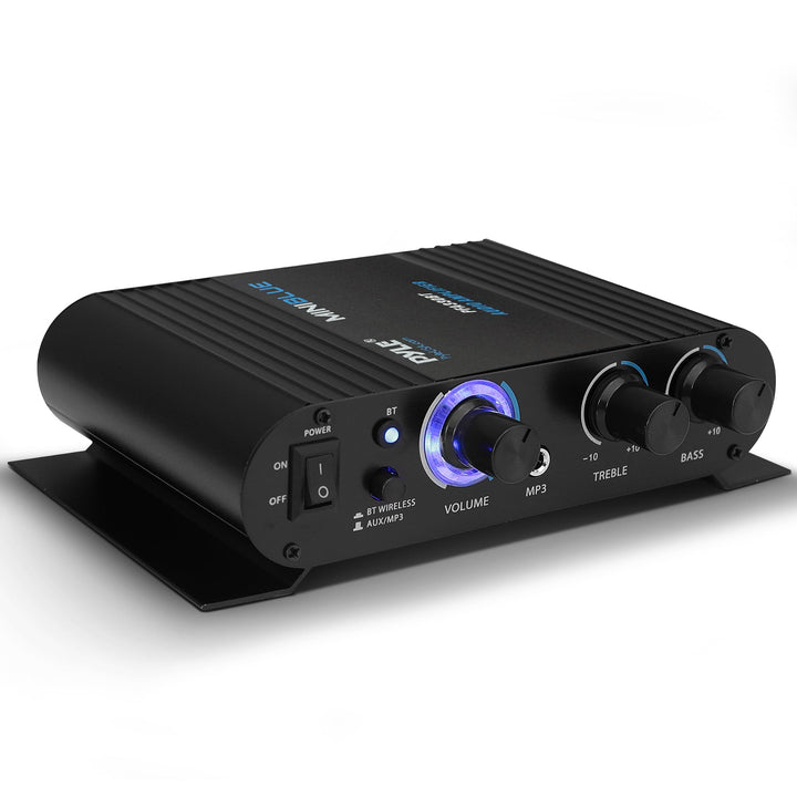 Pyle Mini Bluetooth Stereo Verstärker, 90W Audio Receiver mit 3 Eingänge, 2 Kanal, EQ Controls für d
