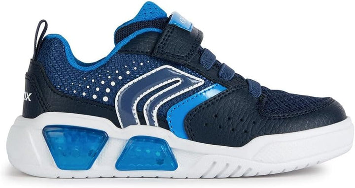 Geox Jungen J Illuminus Boy Sneaker 28 EU Schmal Navy Lt Blue, 28 EU Schmal Navy Lt Blue