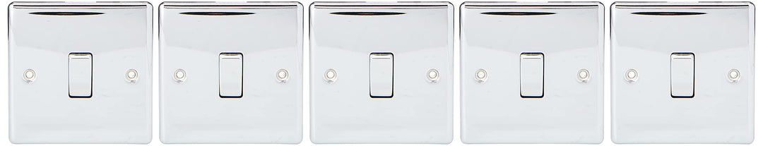BG-Nexus-Metall-Lichtschalter, 10 A, poliertes Chrom, 5 Stück