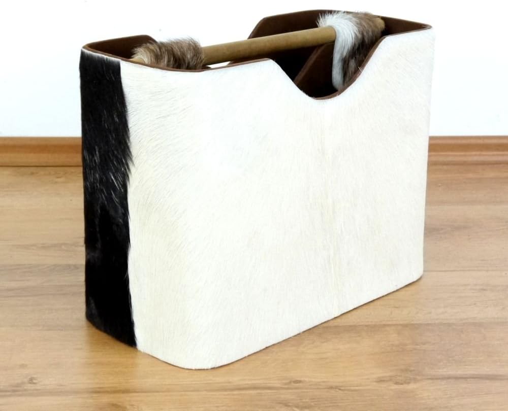 livasia Ziegenfell Zeitungskorb, Zeitschriftenablage, Zeitschriftenkorb, Korb für Utensilien (Ziegen