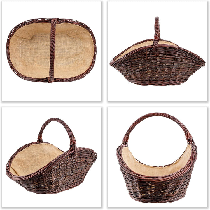 Creative Home Gross Holztrage Rattan Kaminholzkorb Kaminkorb Tragekorb | 64 x 39 x 43 cm | Oval Holz