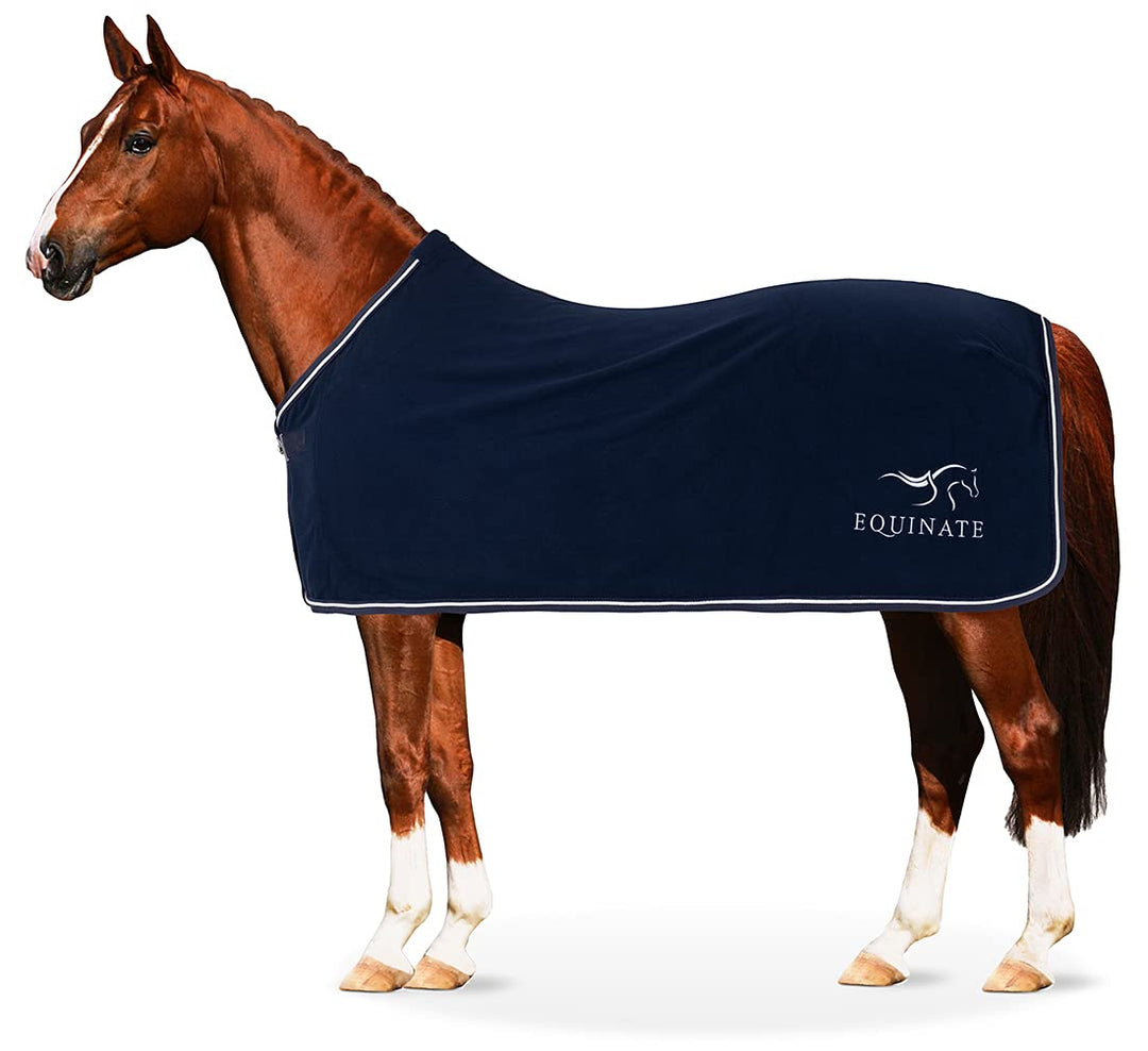 Equinate Abschwitzdecke Springdale aus Polarfleece mit Widerristpolster 155cm Navy Navy 155cm, Navy