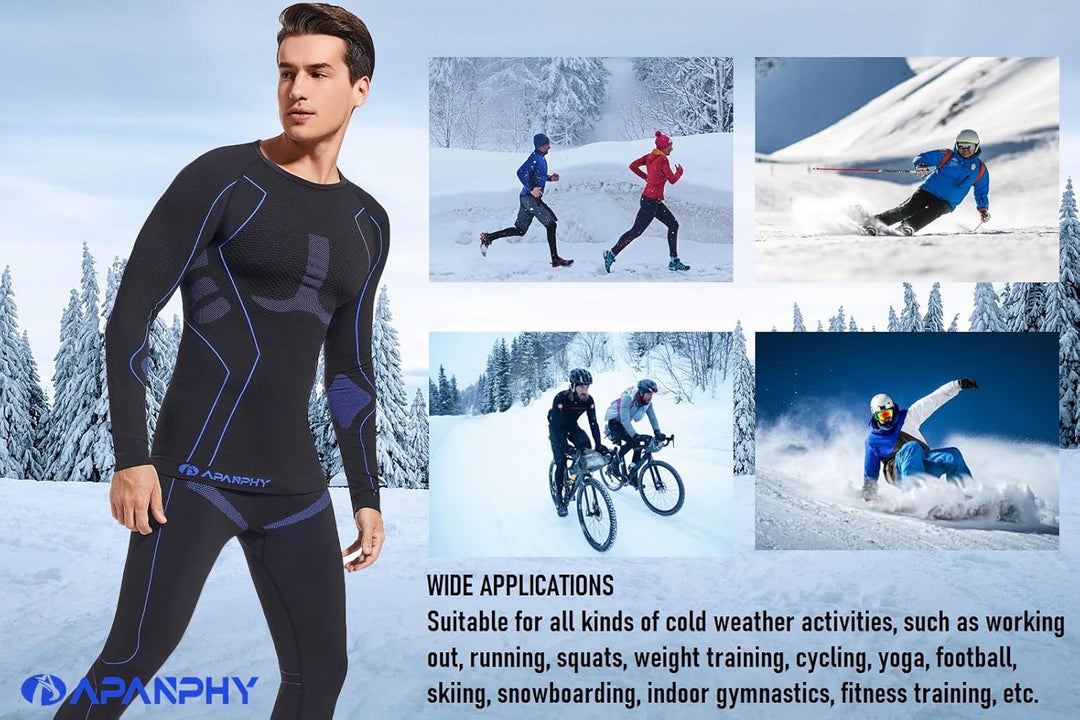 Apanphy® Thermounterwäsche Herren Atmungsaktiv Thermoaktiv Funktionswäsche Herren Schnelltrocknendes