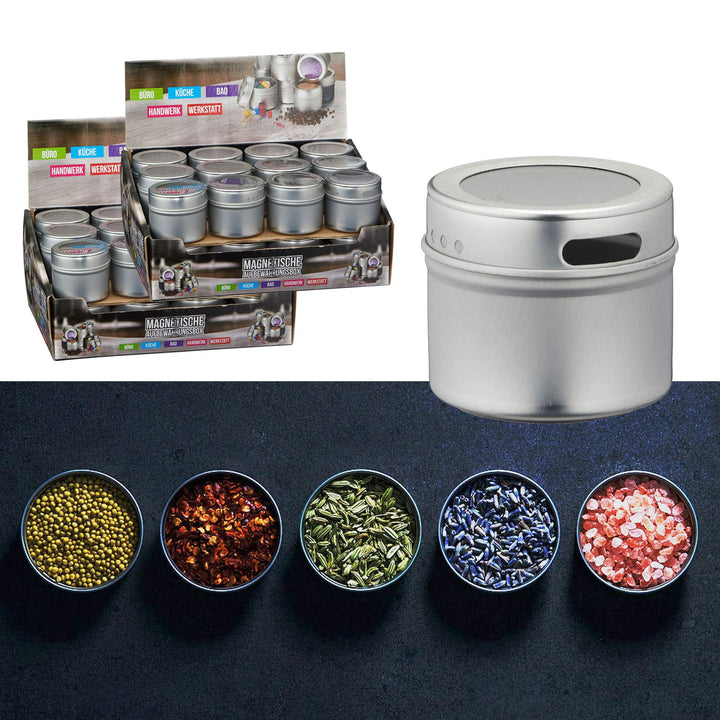 Cepewa Aufbewahrungsdosen magnetisch 4 x 6er Set Gewürzdosen Gewürzbehälter Mehrzweckdose Dosen (4 x