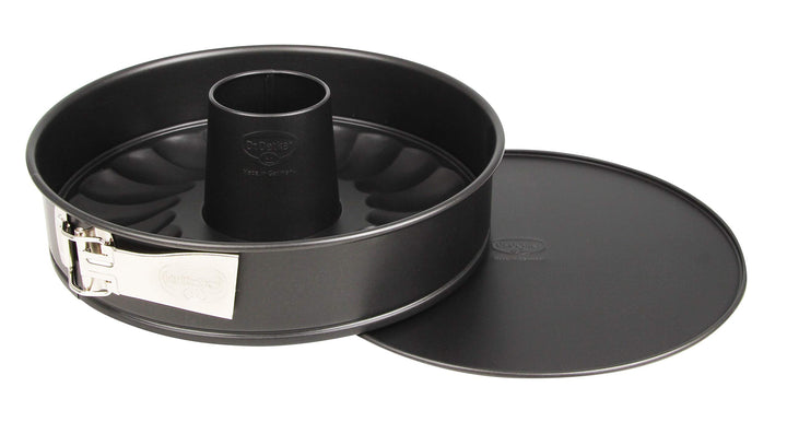 Dr. Oetker Springform mit Flach- und Rohrboden Ø 26 cm, Kuchenform aus Stahl mit Antihaftbeschichtun