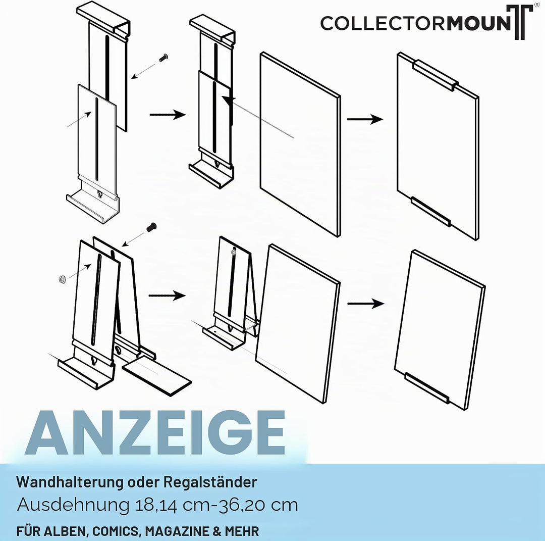 CollectorMount Vinyl-Schallplattenständer und Wandhalterung für Albummontage, Unsichtbar und Einstel