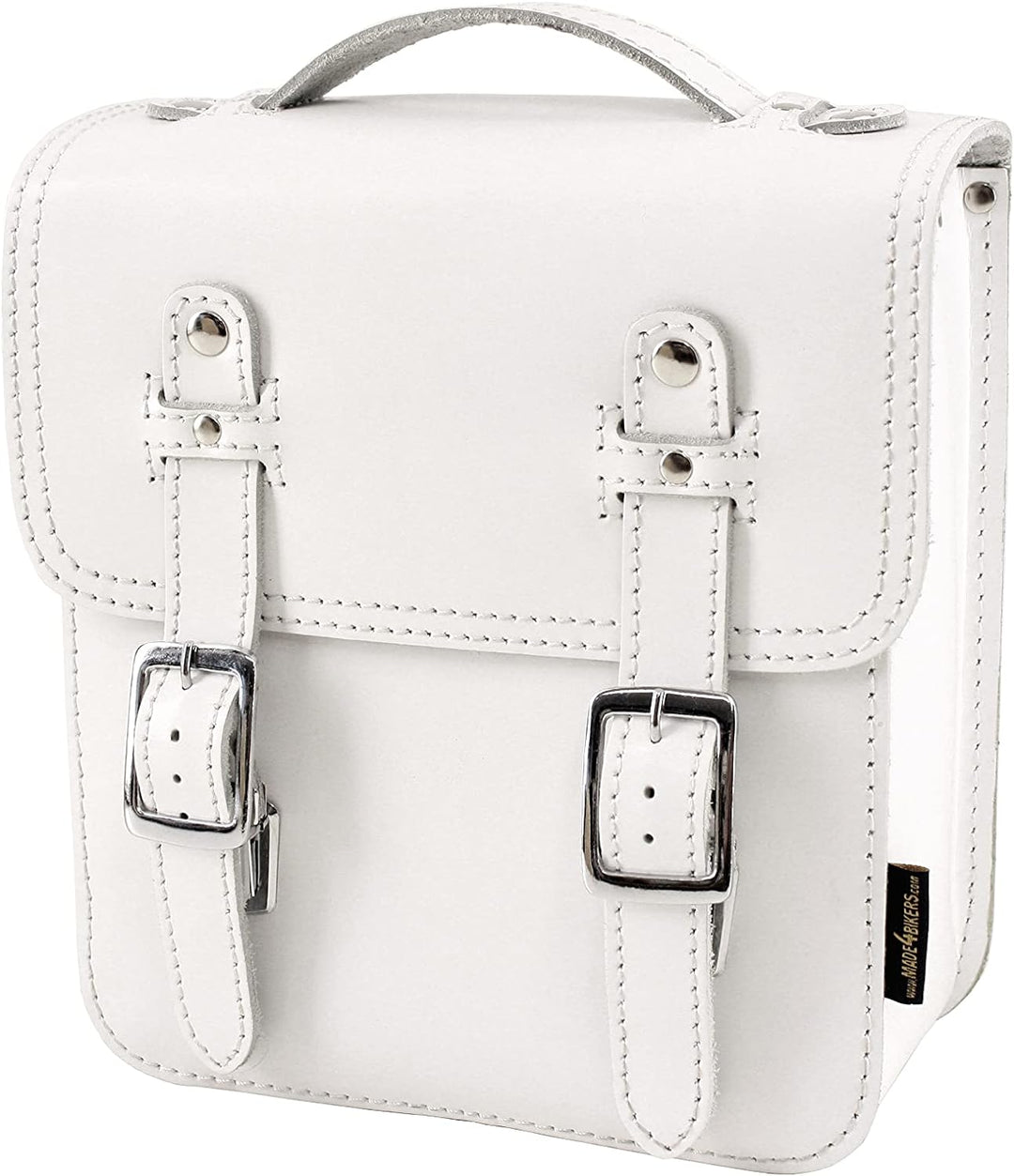 Kleine Leder Hecktasche mit Schnellverschluss Gepäckträger Tasche Packtasche Weiss passend für Simso