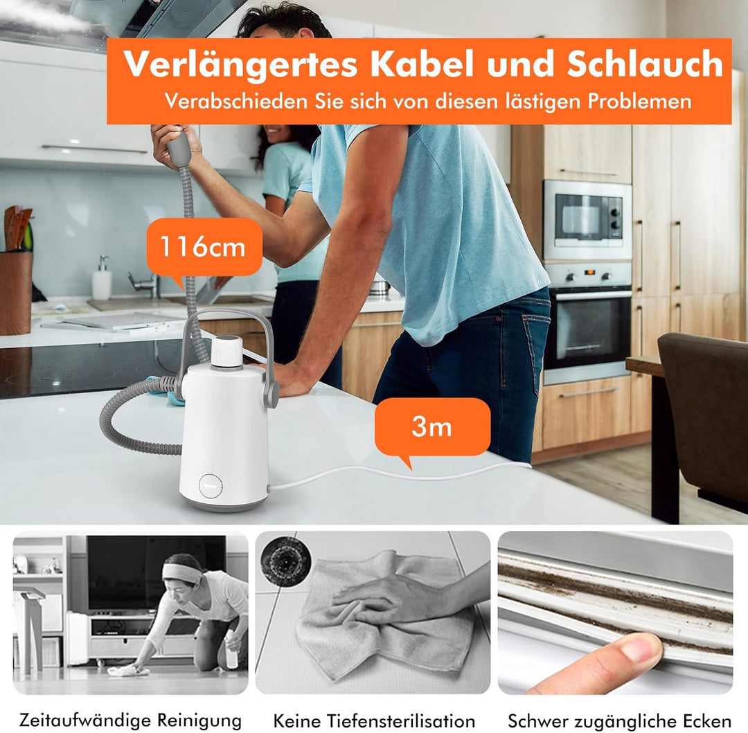 GOPLUS Dampfreiniger Handgerät, 1000W Handdampfreiniger, Aufheizzeit: 3 min., Dampfdruck: Max. 3 bar