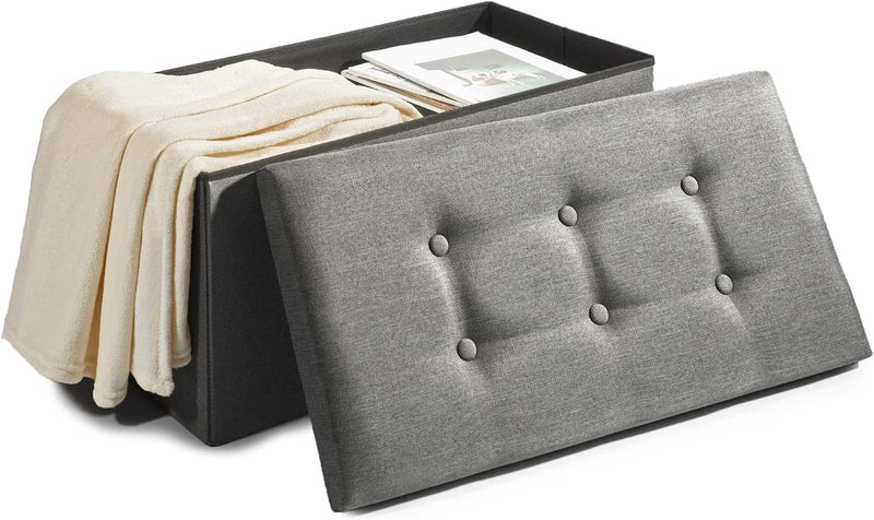 CelinaTex Falthocker XL 76 x 38 x 38 cm grau Sitzbank mit Stauraum Truhe faltbar mit Deckel gepolste