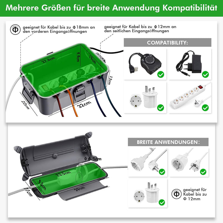 [2 Pack] RESTMO Outdoor IP44 wasserdichter Safe Box (290 x 110 x 75 mm), wetterbeständige Big Schutz